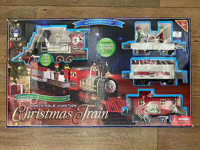 Blue Hat Toy Company North Pole Junction Christmas Holiday Train Set 34 Pieces