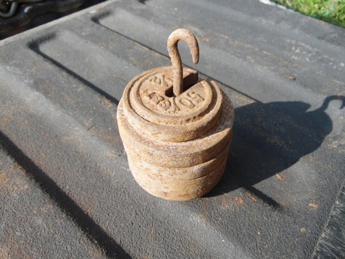 Antique Platform Hanging Scale Farm Barn Counter Weights Cast Iron