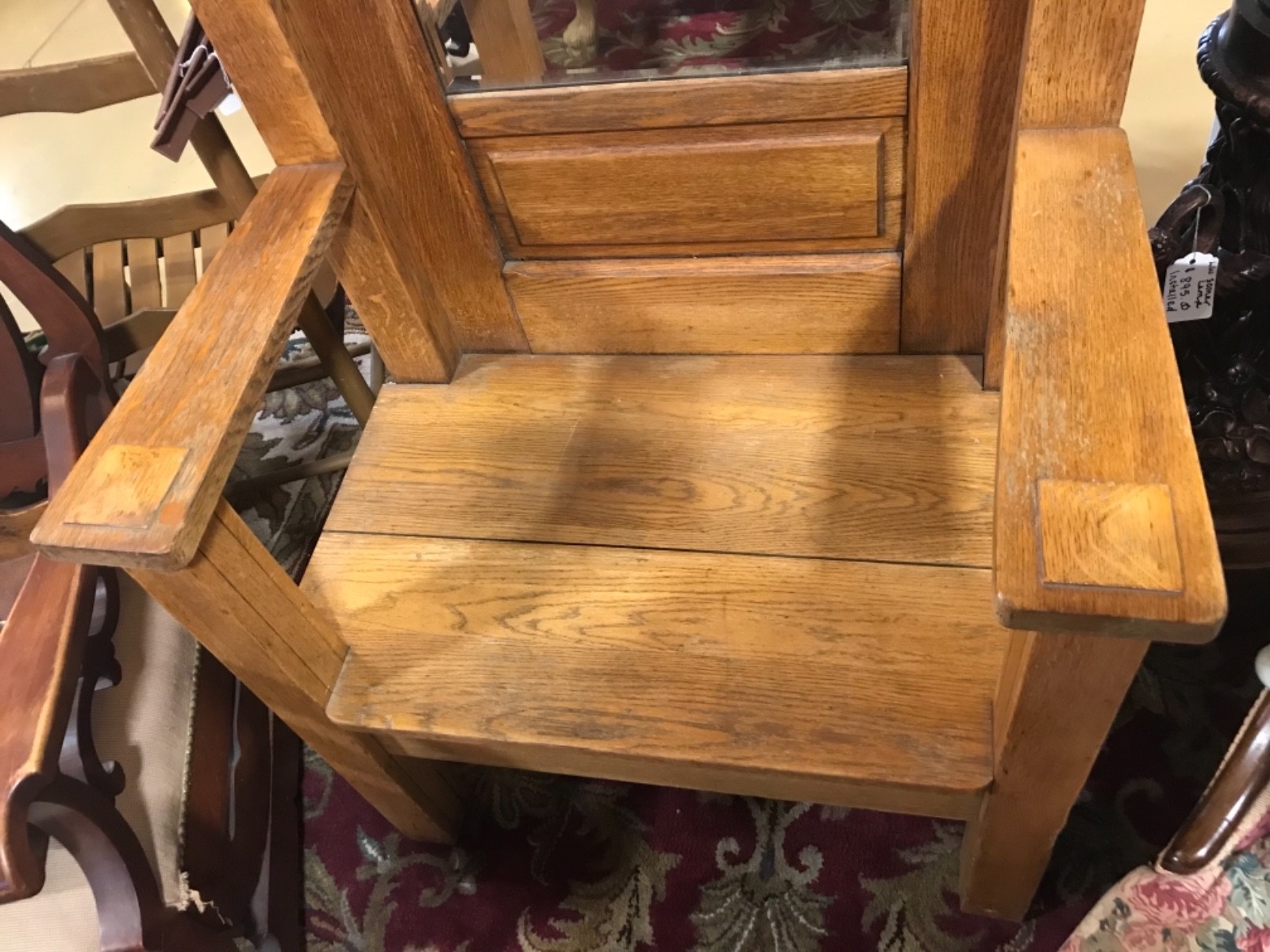 Vintage oak hall tree, late 1800’s