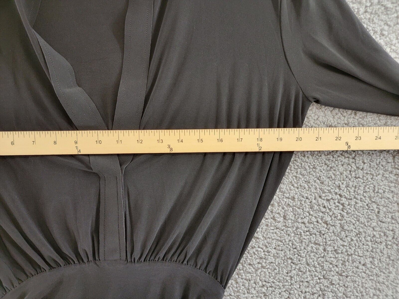 Norma Kamali Shirred Mini Shirt Dress Women's XS/34 Black Collared Pullover L/S - Picture 6 of 16