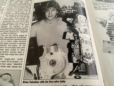 BRIAN VALENTINE BVR 5 VALVE ENGINE MOTORCYCLE ARTICLE