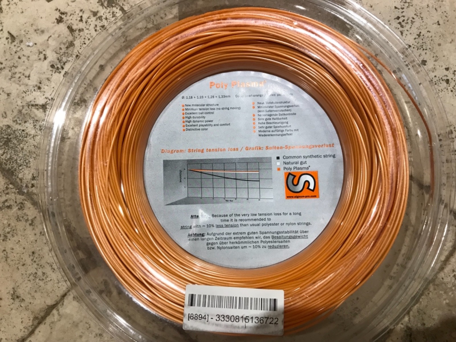 Signum Pro Poly Plasma 18g 1.18mm Tennis String Reel 620 feet