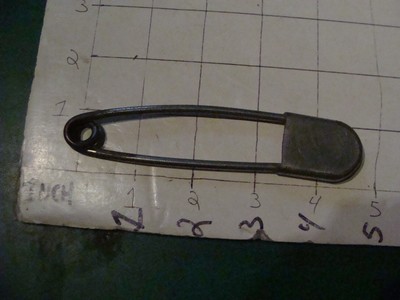 Vintage sewing item: early KEY TAG large safty pin Patent 1891627