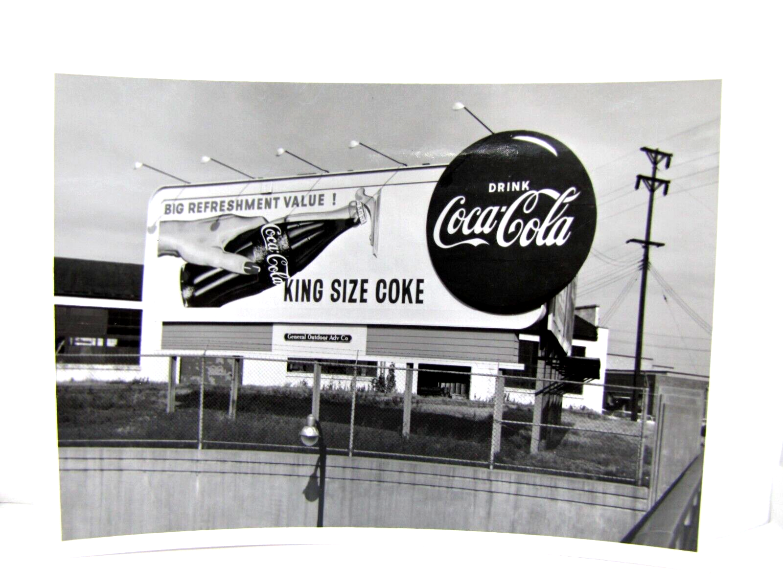 1960's PHOTOGRAPH Drink Coca-Cola Billboard Sign KING SIZE