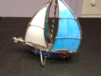 STAINED GLASS SAILBOAT IN 3D three dimensional 