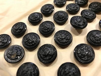 lot card of 24 Military Navy black buttons 5/8