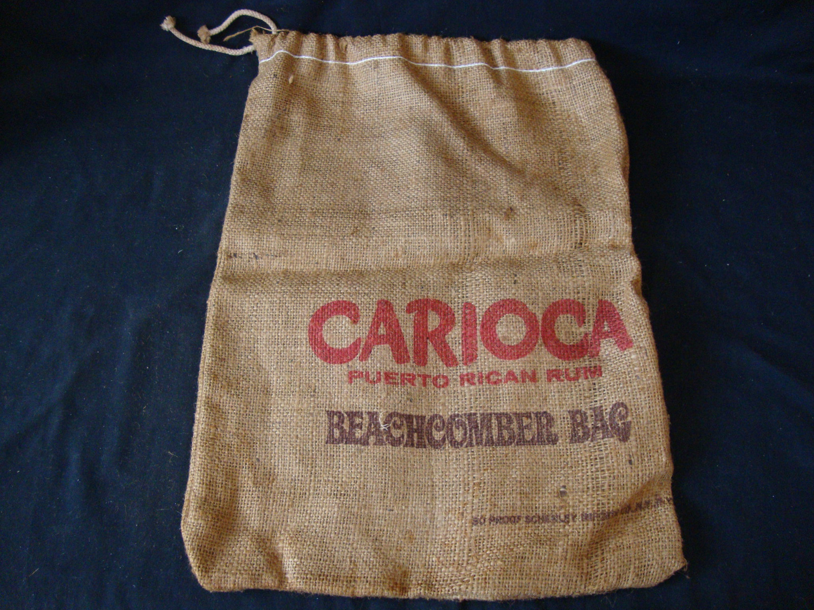 Vintage Carioca Puerto Rican Rum Advertising Burlap Beachcomber Bag