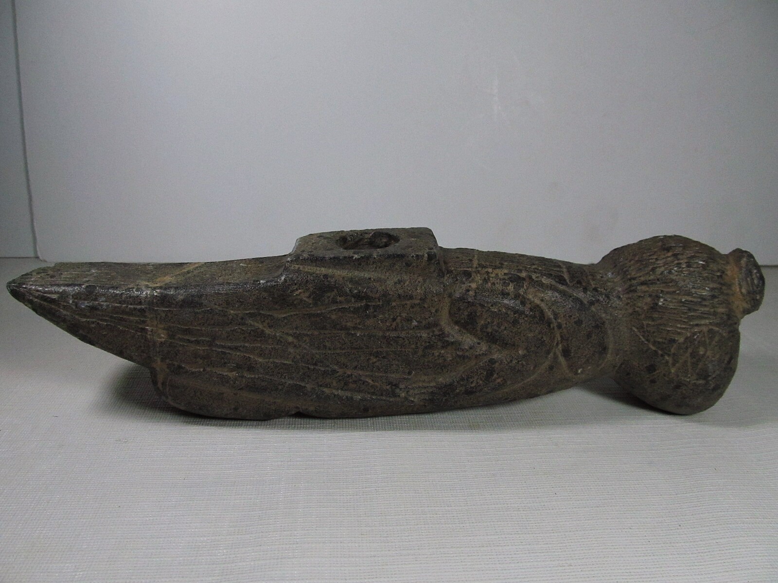 EFFIGY CARVED ONE OF A KIND NATIVE AMERICAN AUTHENTIC STONE PIPE