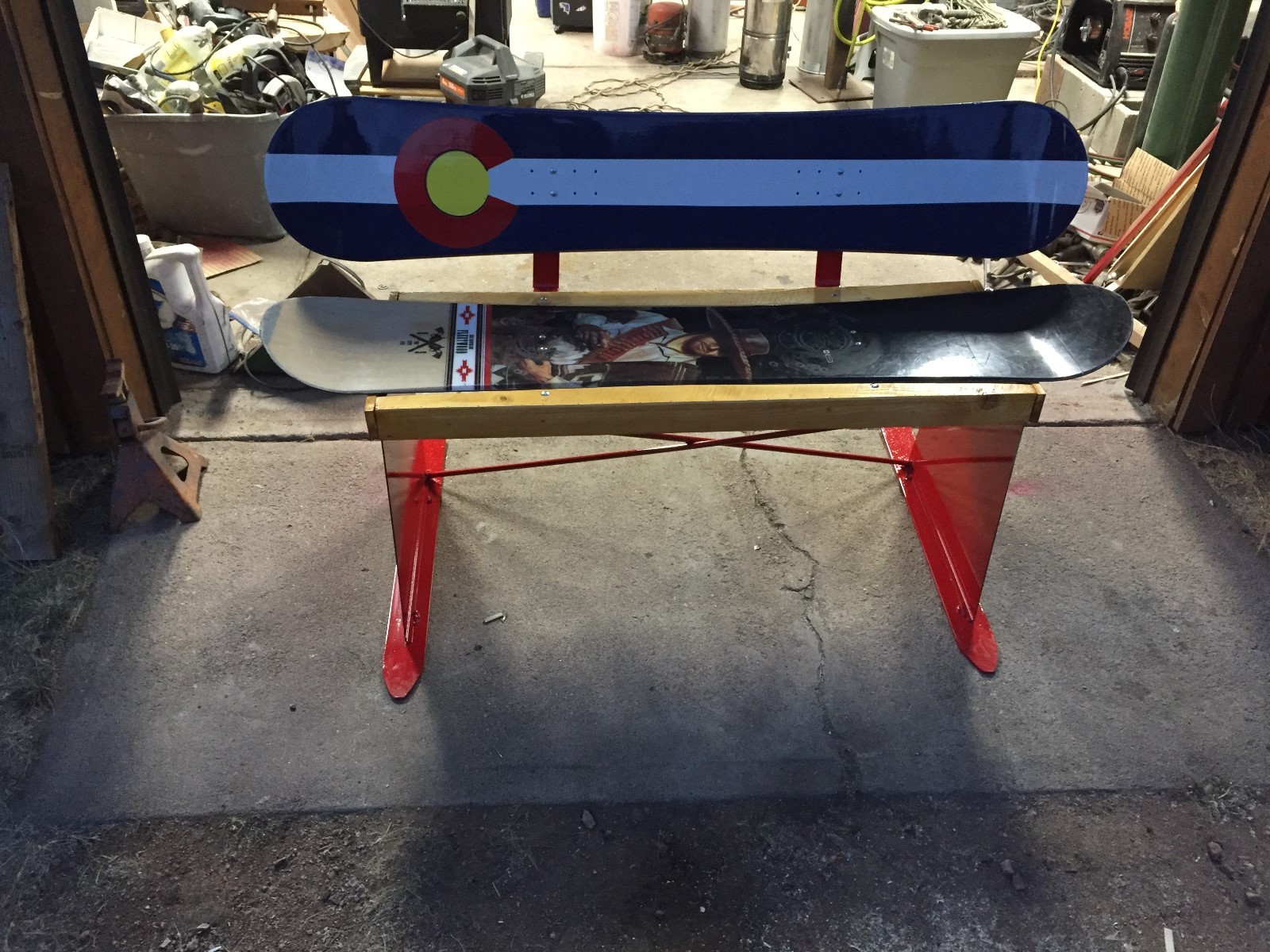 SNOW BOARD BENCH , CUSTOM MADE ONE OF A KIND, STURDY- ski lift chairs
