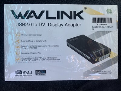 WAVLINK USB 2.0 to DVI/HDMI DISPLAY Adapter Multiple Monitors Model: WL-UG17D1