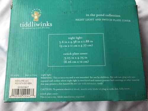 Tiddliwinks In The Pond Collection Night Light And Switch Plate Cover Duck New