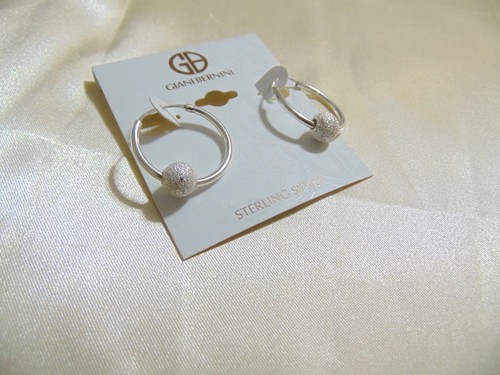 Giani Bernini Sterling Silver Satin Ball Hoop Earrings Hoop  R363 $115