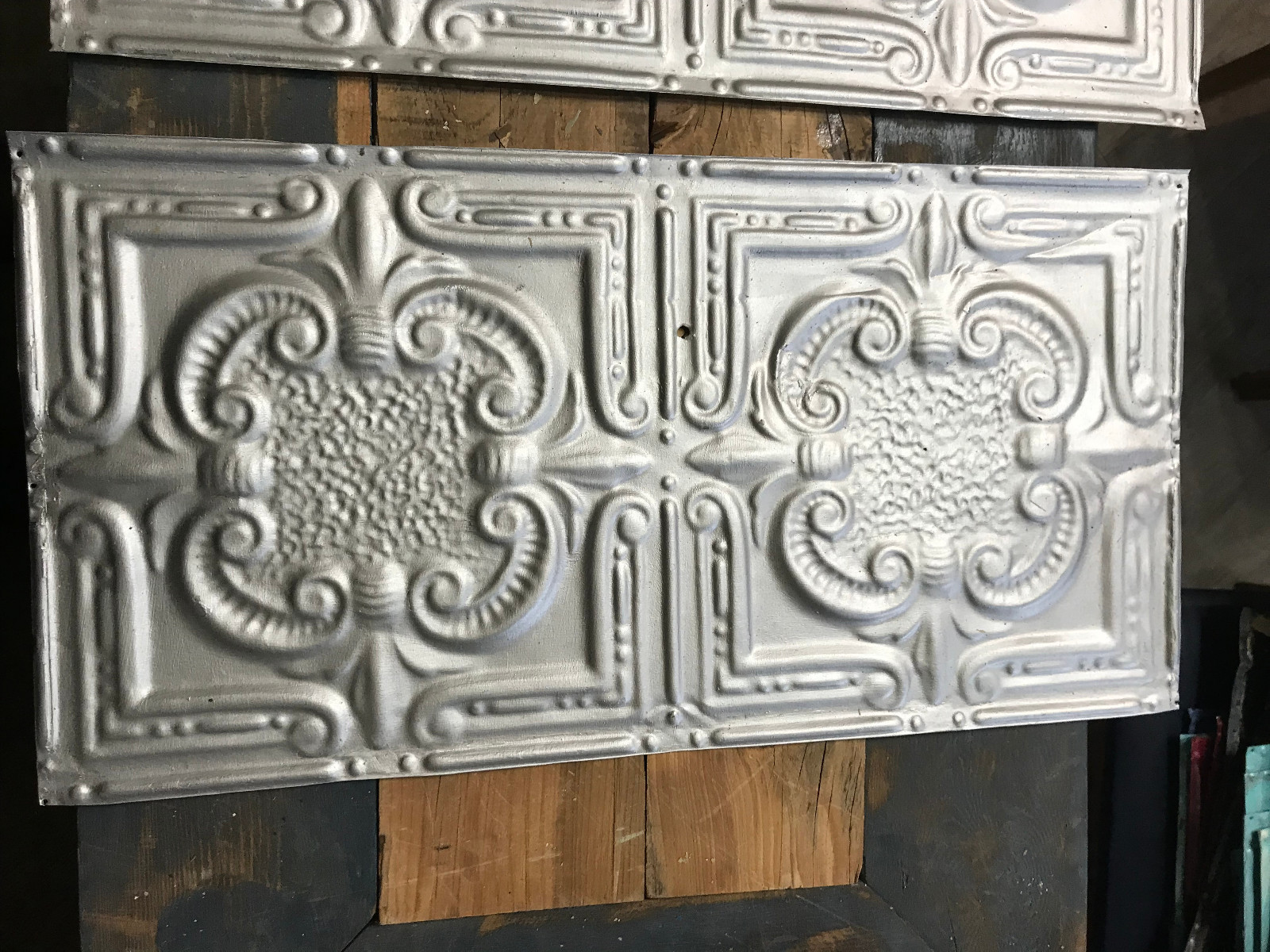 Lot of (4) Four 24x12inches  Vintage Ceiling Tins Crafts Decor Patchwork