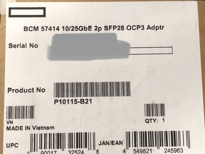 OCP3 HPE Broadcom 57414 10Gbe 25GbE 2 port SFP28 Adapter NIC 2P 10G 25G SFP