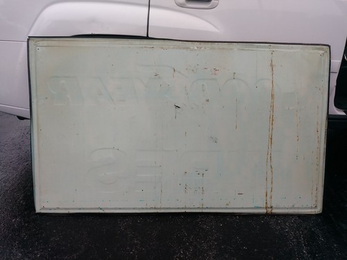 Original 1950-60s Goodyear Tires Sign self framed embossed metal Large gas oil
