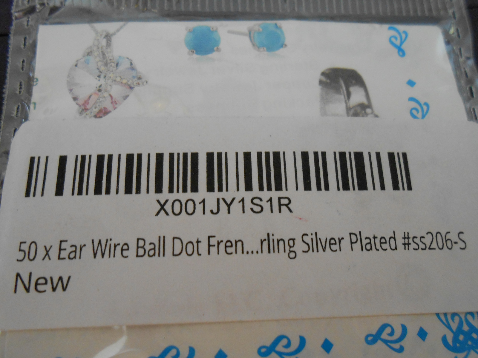 Adabele Ball Dot Ear Wire pack of 50 Sterling Silver Plated