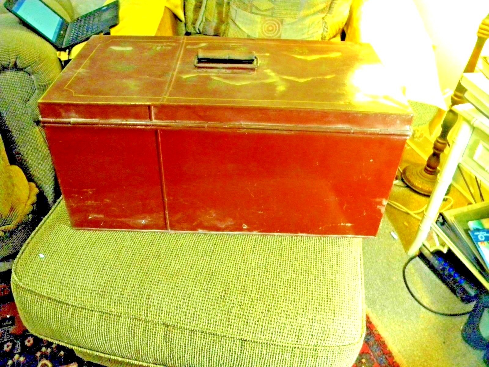 Fantastic 1880's Tin Oriental Toleware Box, Ships