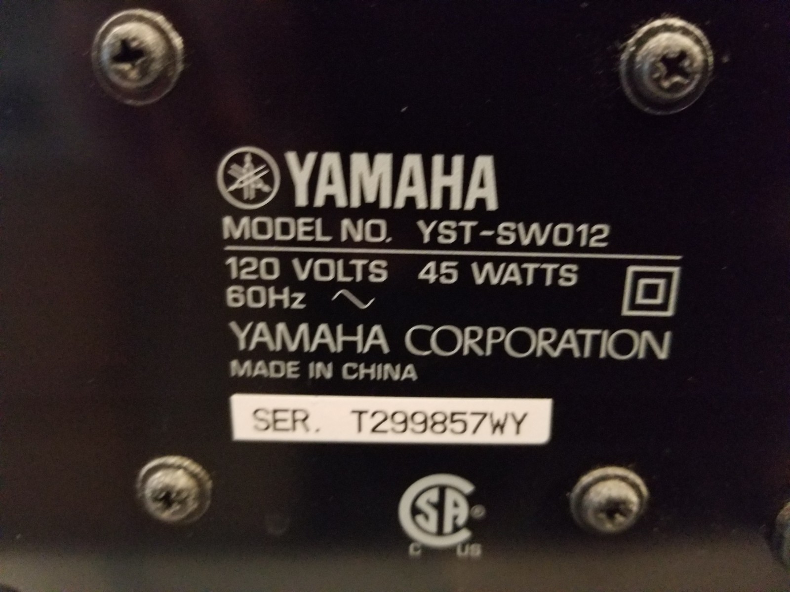 Yamaha YST-SW012 Home Theater 8-Inch Front-Firing Active Subwoofer