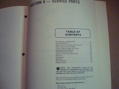 New Genuine Arctic Cat 1987 Kitty Cat Parts And Service Service Manual