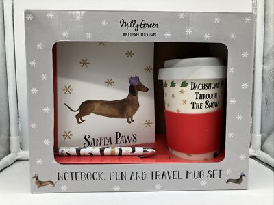 Dachshund Through The Snow Notebook, Pen, Travel Mug Set FREE SHIPPING