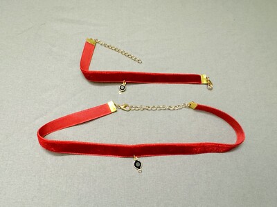 SET WOMEN SEXY RED VELVET NECKLACE & BRACELET VELVET CHOCKER WOMEN JEWELRY GIFT