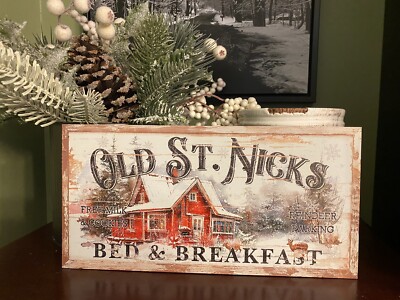 Old St. Saint Nicks Bed & Breakfast Wood Sign - NEW