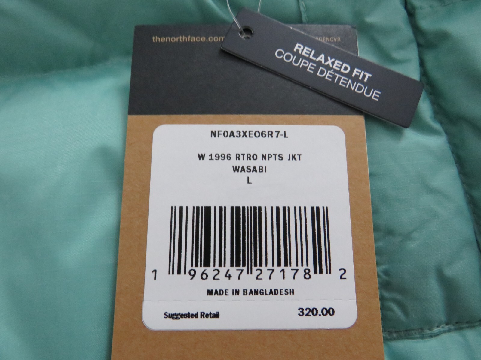 Pre-owned The North Face Womens  1996 Retro Nuptse Puffer 700-down Hooded Jacket - Wasabi In Wasabi / Tnf Black / Tnf White Logo