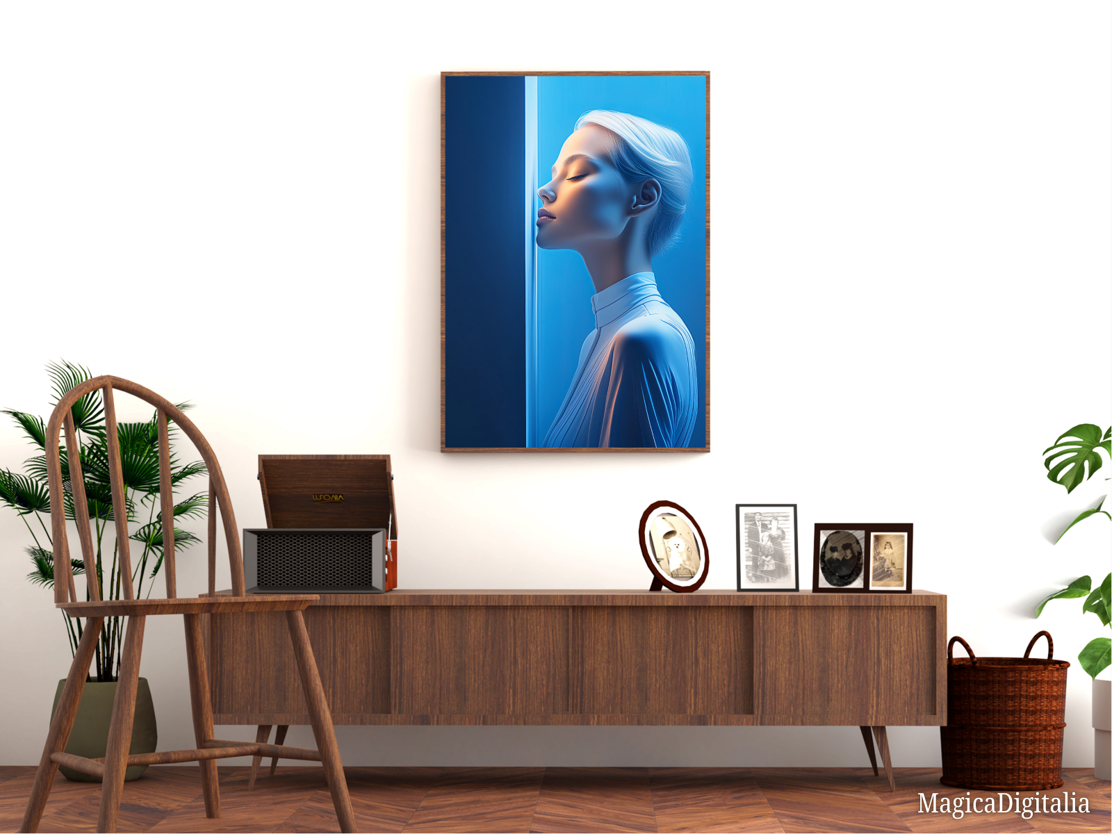 Woman Portrait, Minimalism, Digital AI Art, Wall, Poster Print, Instant Download