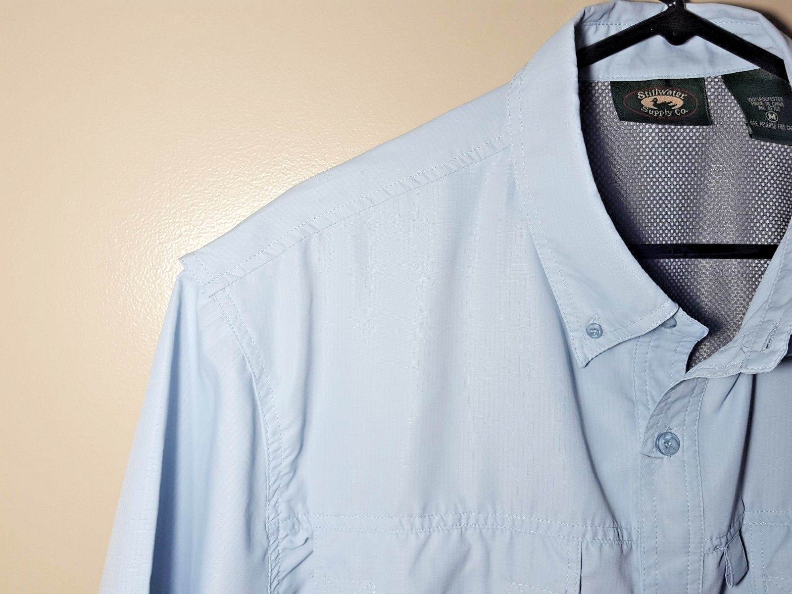 Vented Button Fishing Shirt by Stillwater Supply | Powder Blue Nylon | Mens Med
