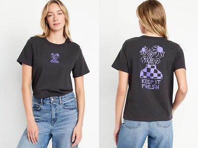 NWT Old Navy Soft EveryWear Graphic T-Shirt Tee Keep It Fresh Flower Women Small