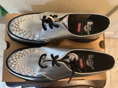 Supreme x Dr. Martens Ramsey Creeper Box Logo Silver Leather Shoe Size 9