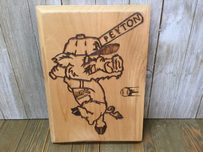 Handmade Wood Burned Arkansas Razorback Baseball Plaque-PEYTON