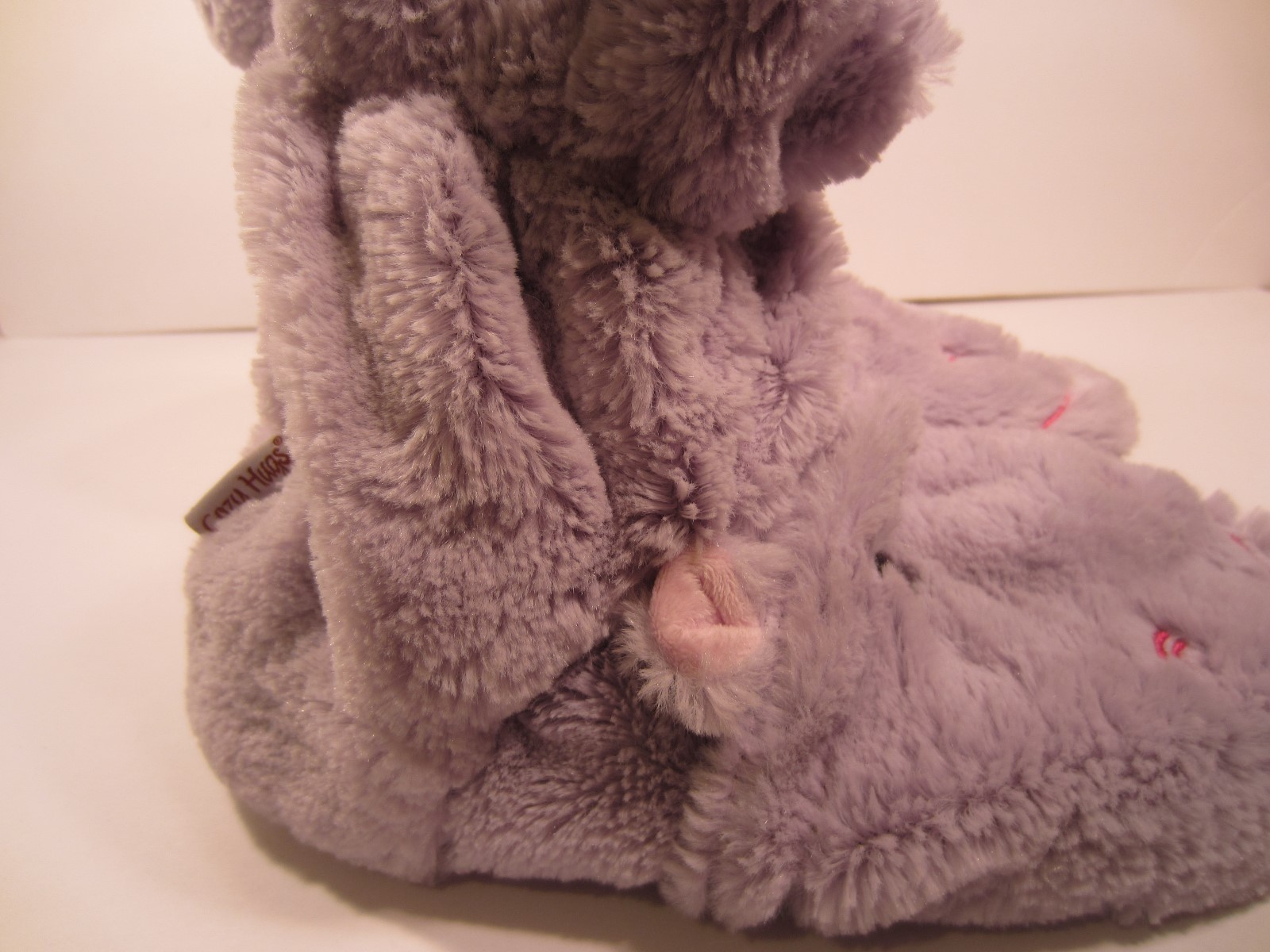 Cozy Hugs Soft Plush Purple Hippo Slippers Microwavable Heated Lavender Scent