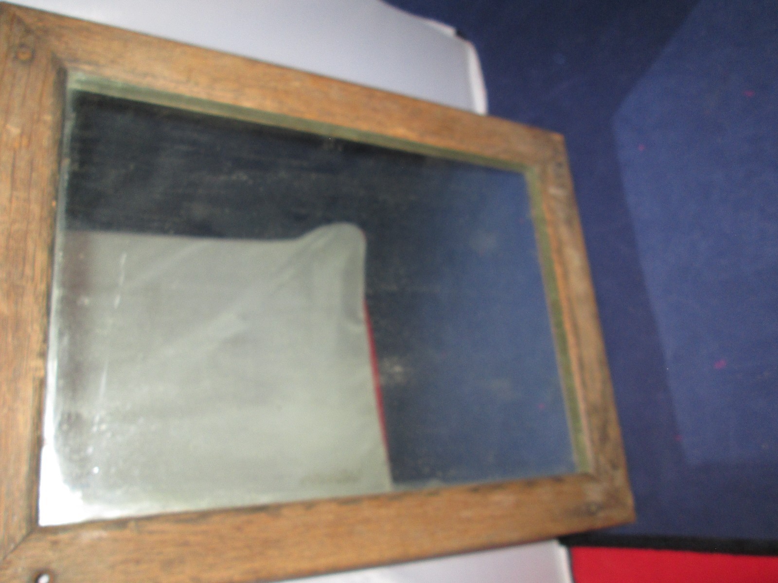 ANTIQUE OAK FRAMED EDGE WALL MIRROR