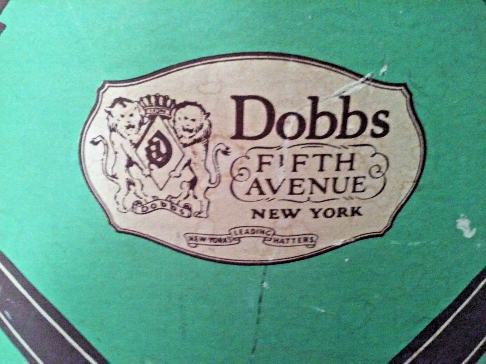 Vtg Dobbs Fifth Avenue NYC Green & Brown Cardboard Hat Box RARE