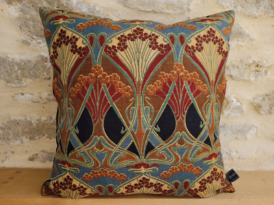 Liberty Ianthe Vintage Linen &Navy Velvet Back Fabric Art Nouveau Cushion Cover