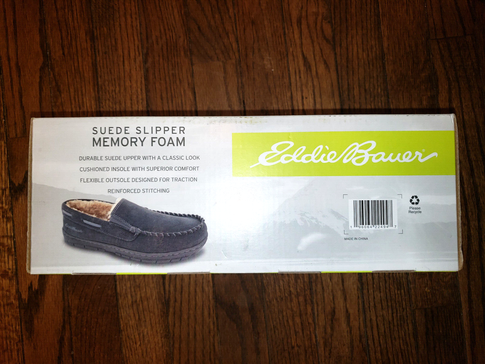 Eddie Bauer -8/9 Medium-Charcoal Suede Memory Foam Slippers