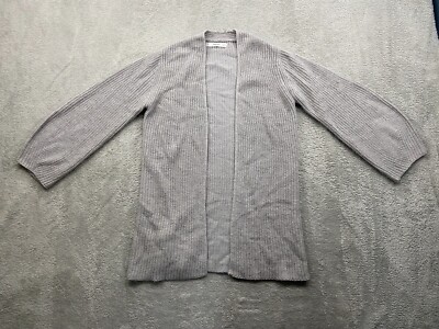 Mango Basics Sweater Women's Medium/Large Gray Open Front Cardigan Preppy Basic