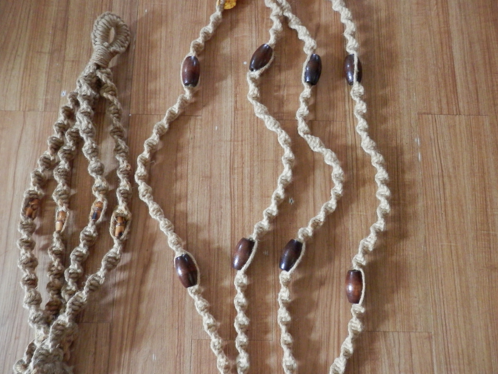 Vintage Set 2  70's  Hanging Macrame Planter Plant Holders 9 foot and 43