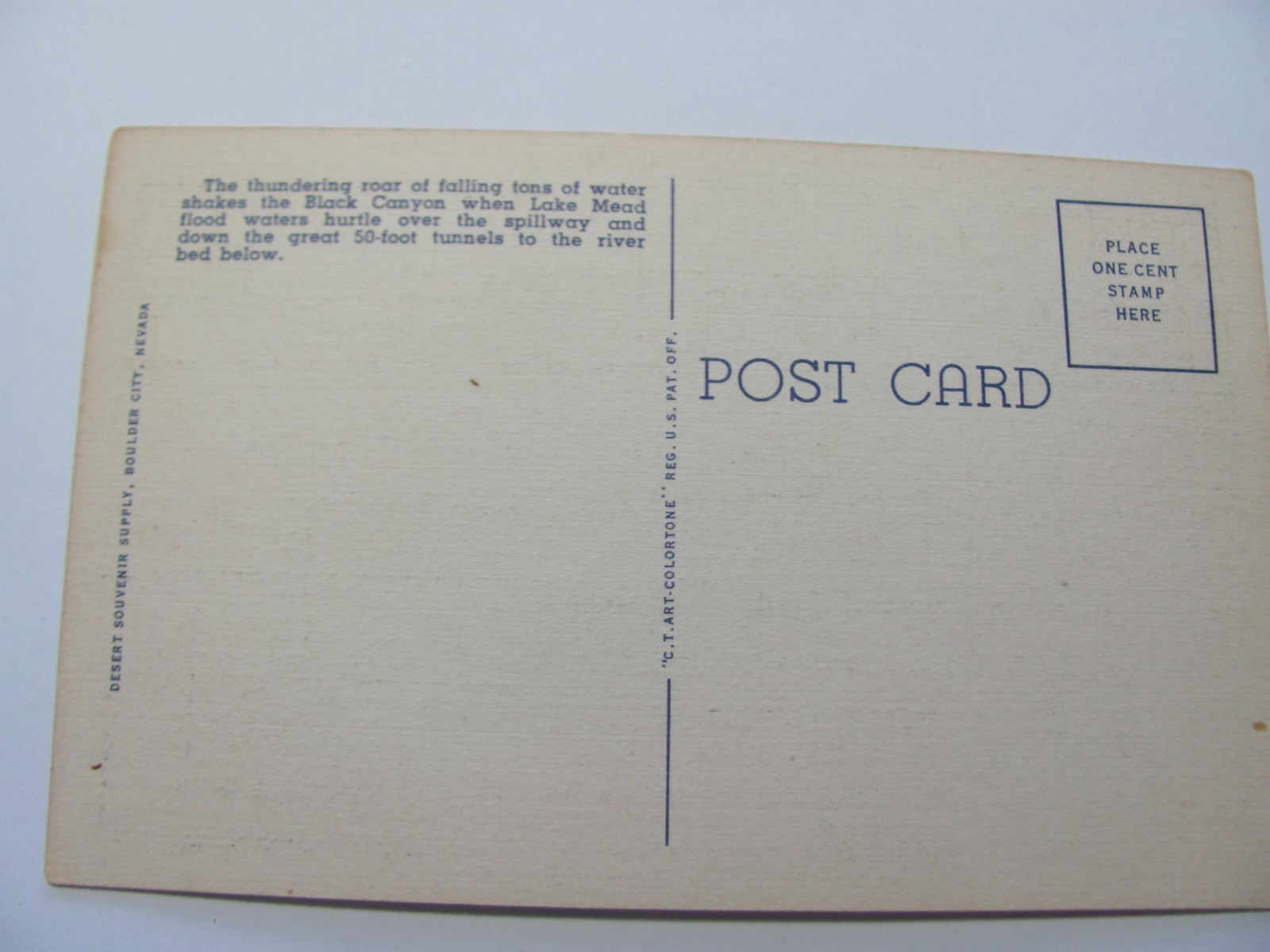 Lake Mead Flowing Over Spillway Gates, Boulder Dam Vintage Postcard