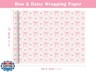 WRAPAHOLIC Pink Bow Wrapping Paper Roll - Mini Roll - 17 Inch x 16.5 Feet - Pink Coquette Ribbon Bow and Daisy Wrapping Paper for Girl Birthday, Valentine's Day, Bachelorette