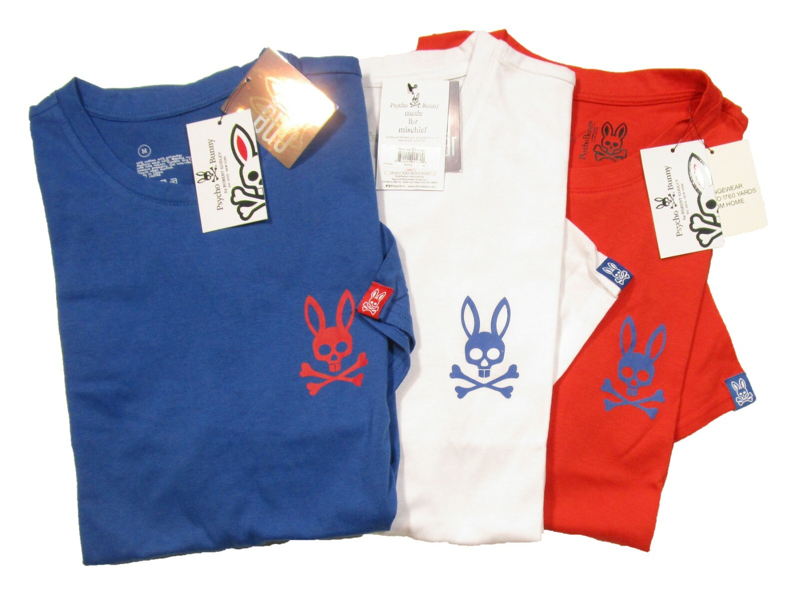 Psycho Bunny Mens Solid Big Bunny Graphic Crew Neck Short Sleeve T Shirt