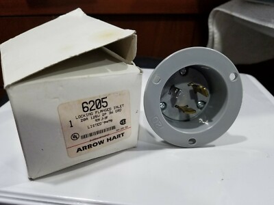 Male Base 20Amp-250Volt 2-P 3-W Grounding Bryant L6-20FI Locking Flanged Inlet