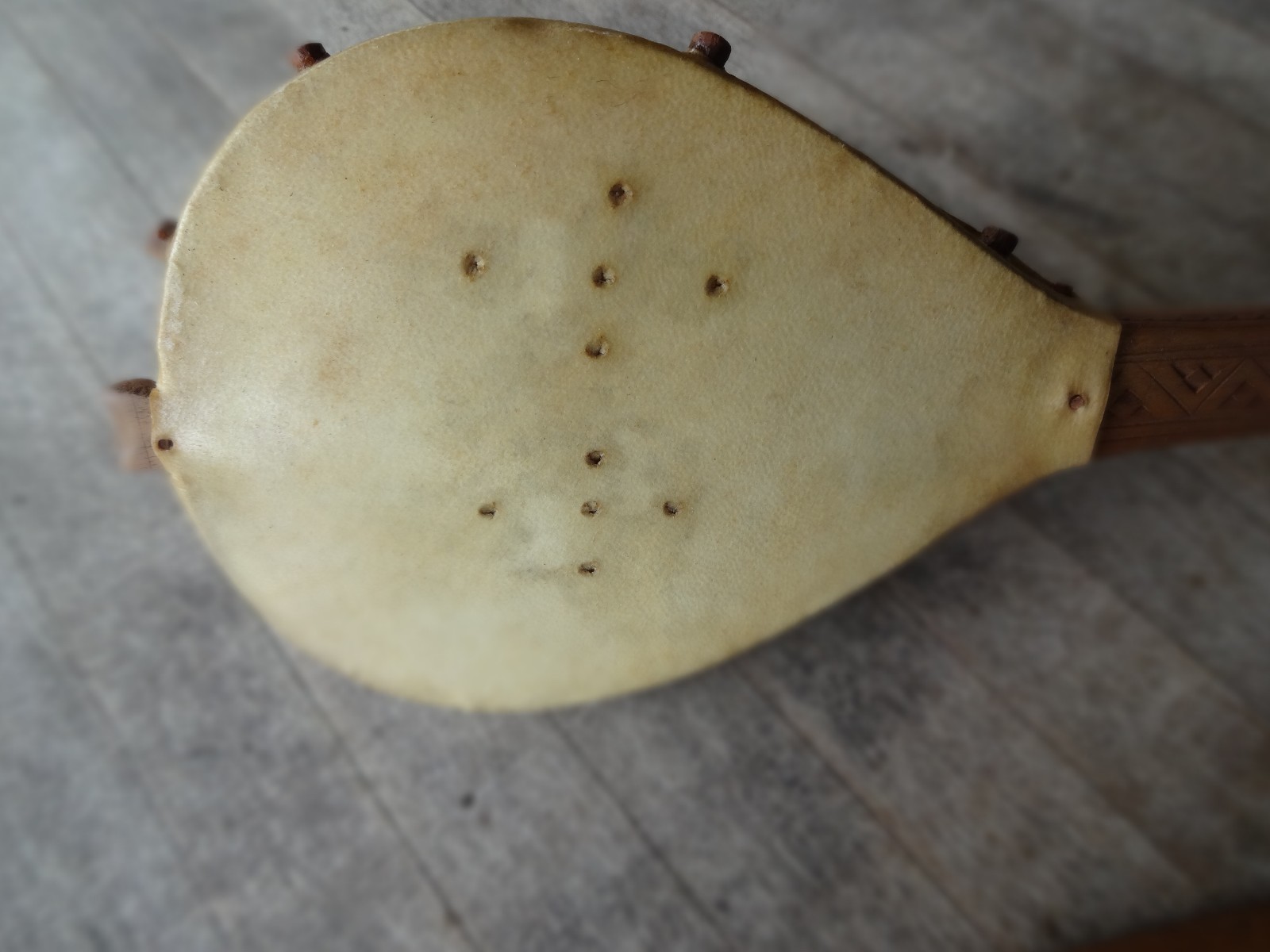 Vintage 1 String Yugoslavian Musical Instrument with Bow/Chip Carved, Horse Head