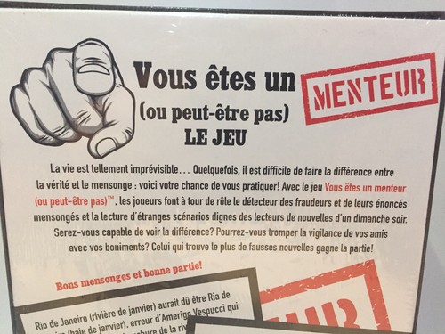 Vous etes un Menteur Game French Canadian ou peut-etre pas le Jeu - Brand New!
