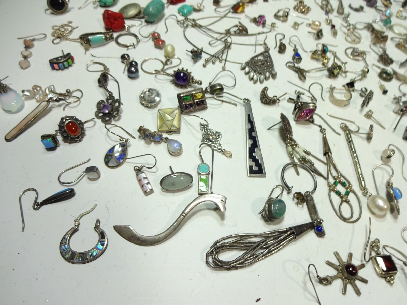 Sterling Silver Nice Lot Of Wearable SINGLE Earring Weighs 459 Grams