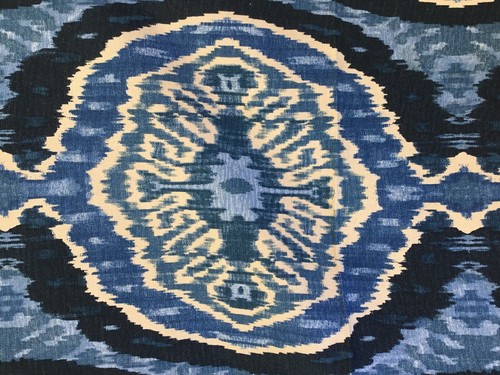 Linen/Cotton Fabric Duralee Masala 72031 146 Denim Blue Medallion 1.75 YDS X 54”