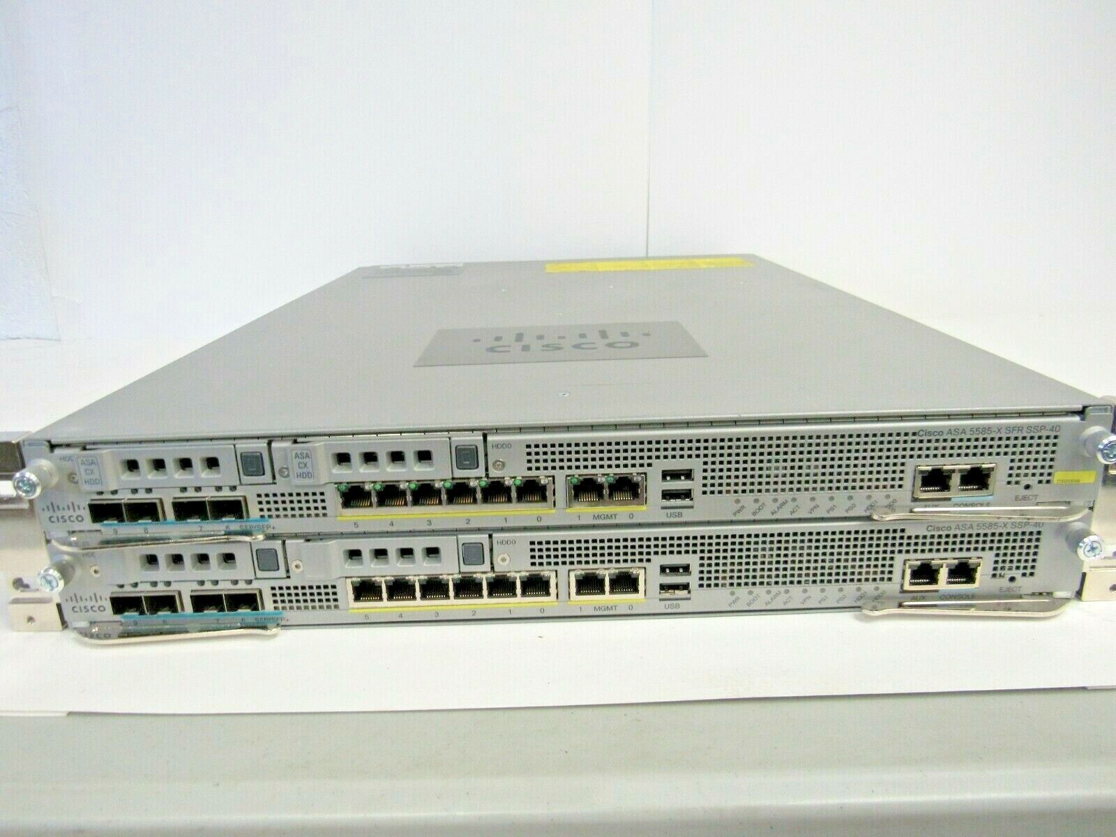 Cisco ASA 5585 w/ ASA5585-X SFR SSP-40 ASA5585-X SSP-40 2x Cisco ASA 5585 w/ ASA5585-X SFR SSP-40 ASA5585-X SSP-40 2x