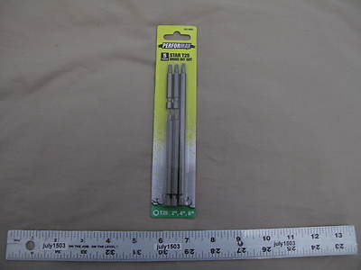 (1) NEW Performax 5-pc Torx Star T25 Drive Bit Set - 1/4'' Shank - 2'' 4'' 6'' bits 