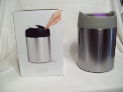 Simplehuman 1.5 Liter / 0.4 Gallon Mini Countertop Trash Can, Brushed Stainless
